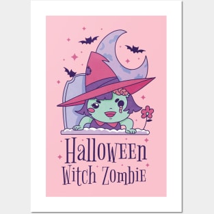 Cute zombie witch child Posters and Art